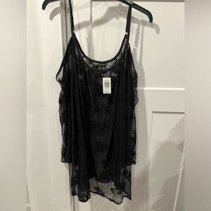 Torrid Black Lace Overlay Blouse